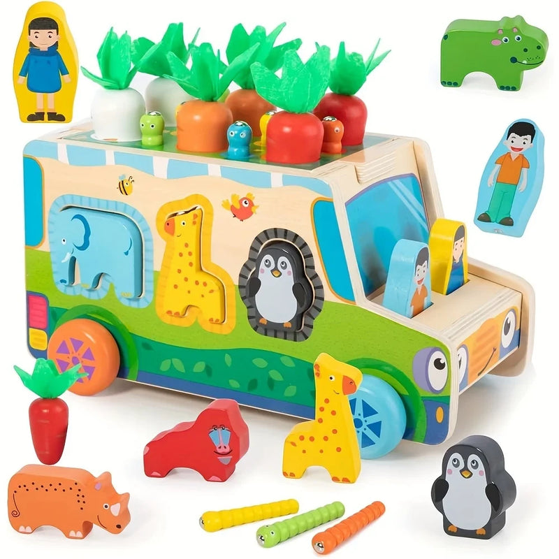 Wooden Montessori Shape Sorter Bus